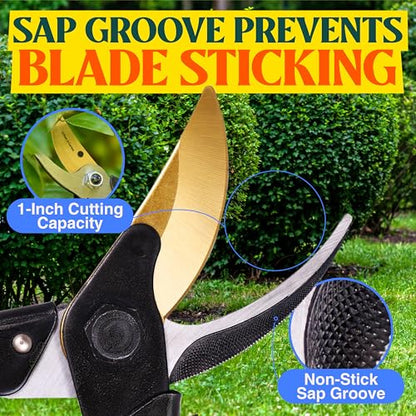 Haus & Garten ForgedPRO 8.75" Heavy Duty Professional Titanium Bypass Pruning Shears - Use As Pruners, Garden Shears, Handheld Pruning Shears For Gardening, Clippers, Garden Scissors, Pruner Tool - style: ForgedPRO