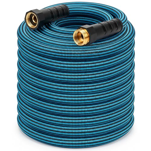 Garden Hose 75 ft, Non-Expanding Lightweight Kink-Free Flexible Water Hose - color: Black+Blue, size: 75ft