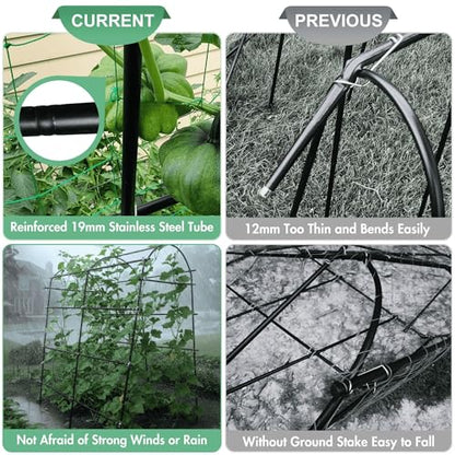 7FT Tall Heavy-Duty Metal Garden Arch Trellis for Climbing Plants Outdoor - size: 71"L×70"W×82"H