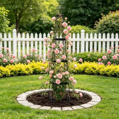 Wrought Iron Obelisk Trellis Sturdy Durable Easy Install Climbing Plants