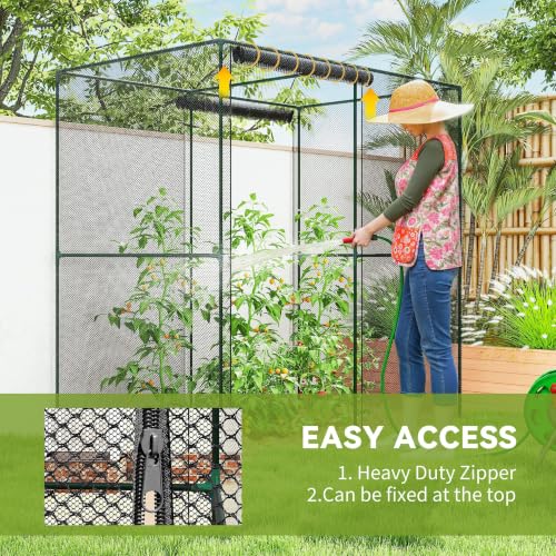 Outsunny 6' x 4' x 6' Crop Cage with Zippered Doors Vegetable Garden, Black - color: Black, size: 6' x 4' x 6'