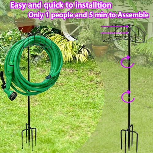 2-Pack Freestanding Garden Hose Holder with Upgraded 5-Prong Base - size: 2Pack-48IN