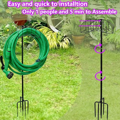 2-Pack Freestanding Garden Hose Holder with Upgraded 5-Prong Base - size: 2Pack-48IN