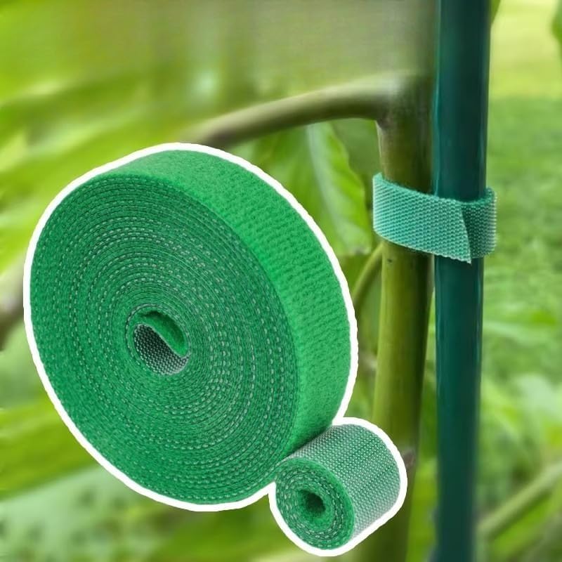 2 Rolls Reusable Nylon Plant Ties Loop Hook Garden Support Tape, (Green) - color: Green
