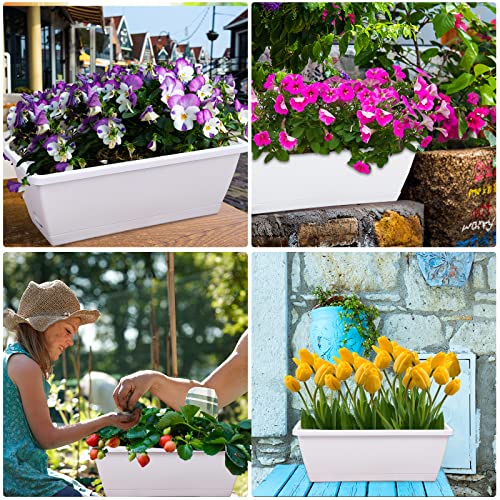 CHUKEMAOYI Window Box Planter,7Pack Plastic Vegetable Flower Planters Boxes - color: White, size: 16.6 x 7 x 5.9 inches