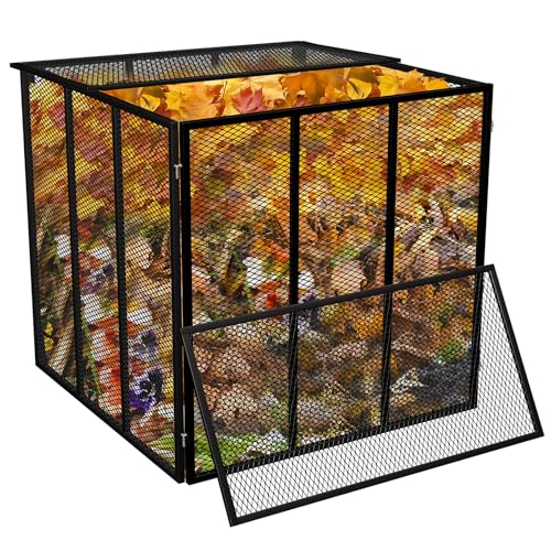 Large Metal Wire Mesh Compost Bin Outdoor with Lid, 172 Gallon, Black
