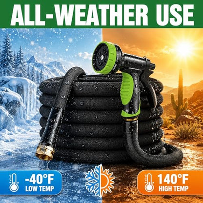 Garden Hose, 100 FT Non-Expandable Flexible Hose with Male/Female Fittings - size: 100FT