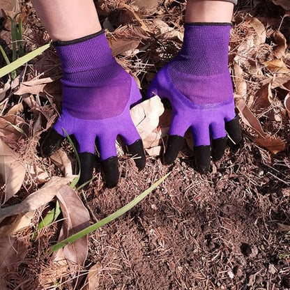 DCCPAA Garden Gloves with Claws,Claw Gardening Gloves for Digging,Planting, Weeding, Seeding-Waterproof for Men and Women - color: Purple-w + Green-w
