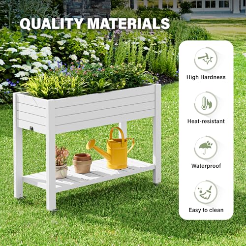 Elevated Raised Garden Bed with Wheels,Planter Box,Ashen-33.7" h - color: Ashen, size: 33.7"h