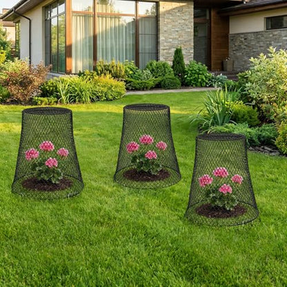 SOUJOY 15 Pcs 12 Inch Large Chicken Wire Cloche Plant Protector Cover, Heavy Duty Metal Garden Plant Protector from Animals, Plant Cages for Keeping Bunnies, Chickens, Squirrels, Birds Other Out