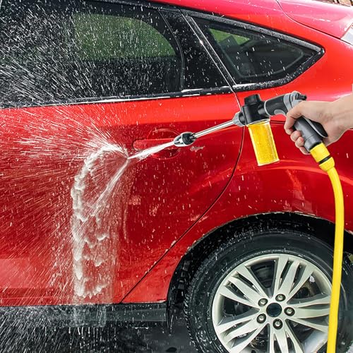 High Pressure Extension Wand Car Wash Sprinkler 360 Rotating Spray Modes Garden Hose Nozzle for Car and Garden Watering - color: Black