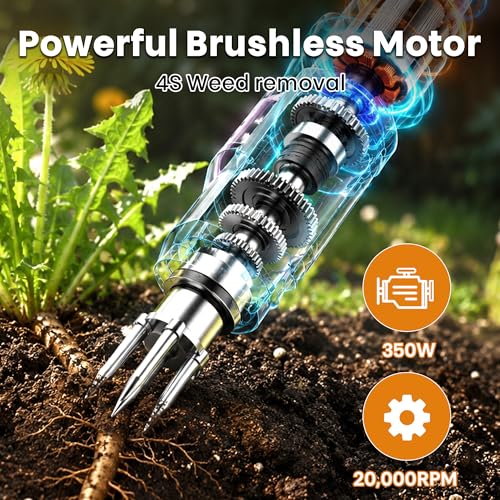 Electric Stand Up Weed Puller Tool with Long Handle, Lightweight & Portable Design, Total 4000 mAh Batteries, Adjustable Garden Weed Remover Tool For Lawn Yard, No Bending Grandpa's Weeder Tool