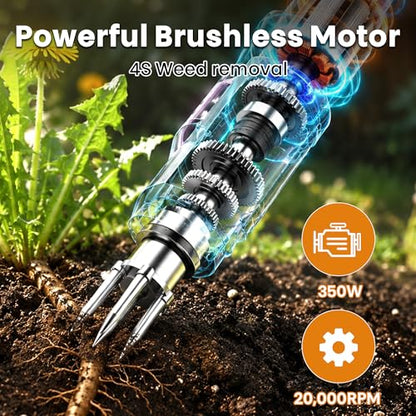 Electric Stand Up Weed Puller Tool with Long Handle, Lightweight & Portable Design, Total 4000 mAh Batteries, Adjustable Garden Weed Remover Tool For Lawn Yard, No Bending Grandpa's Weeder Tool