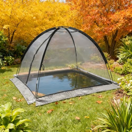 Doublehorse Pond Cover Dome Net 5 x 7 FT with Zipper Stakes