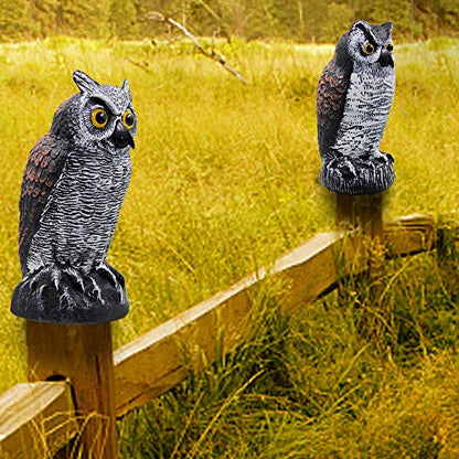 Hausse 3 Pack Fake Horned Owl Bird Scarecrow Decoy, Plastic Owl Bird Deterrents