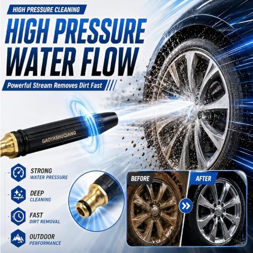 High Pressure Hose Nozzle, Heavy Duty Metal Water Gun for Garden Hose