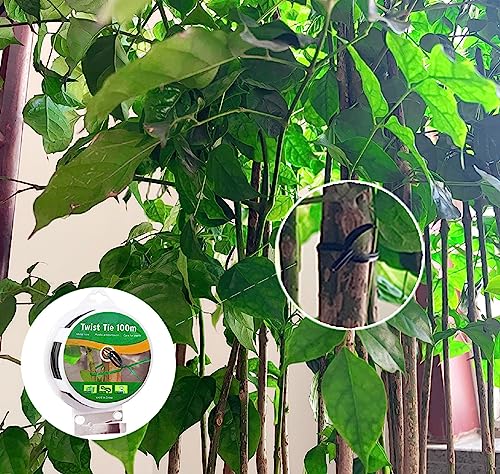 Twist Tie, 328 Feet (100m), Black Cable Ties with Cutter, Garden Plant Ties Reusable, for Plants, Tomatoes, Gardening - color: Black