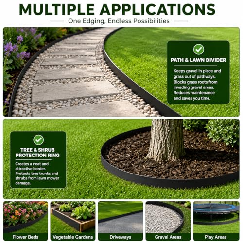 40FT Steel Landscape Edging (12-Pack, 40" L x 6" W) - color: 40'' L x 6'' H, style: 12 Pack