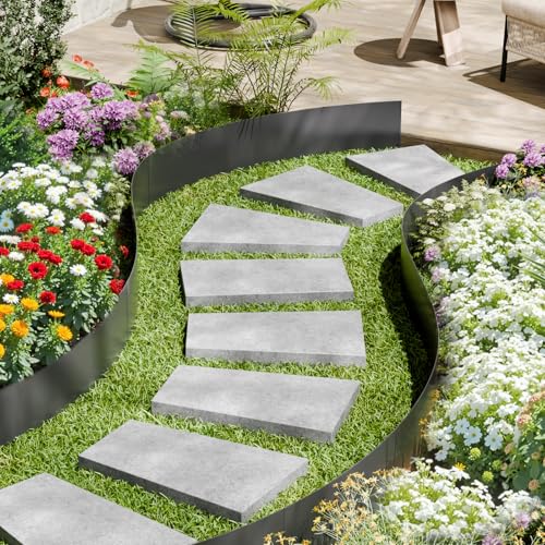VEVOR Steel Landscape Edging, 4 Packs 40 x 12 in Rust-Resistant Metal Landscape Edging, Bendable Garden Edging Border, Heavy Duty Lawn Edging, Easy-to-Install, Flower Bed Yard Pathway Divider Black - size: 40" L x 12" H,4 Pack, style: Upgraded version