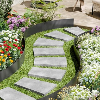 VEVOR Steel Landscape Edging, 6 Packs 40 x 6 in Rust-Resistant Metal Landscape Edging, Bendable Garden Edging Border, Heavy Duty Lawn Edging, Easy-to-Install, Flower Bed Yard Pathway Divider Black - size: 40" L x 6" H,6 Pack, style: Upgraded version