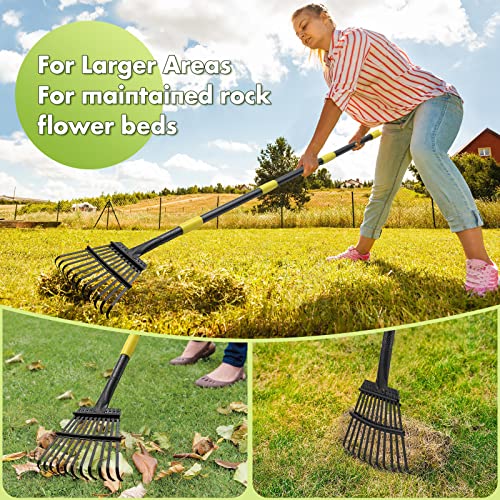 Rake for Leaves, Heavy Duty Small Leaf Rakes for Lawns & Yard with 78” Length 8.5” Width 11 Metal Tines, Lightweight Gardening Rake for Women Men Kids for Shrub,Grass,Mulch - style: 11 Tines 6FT