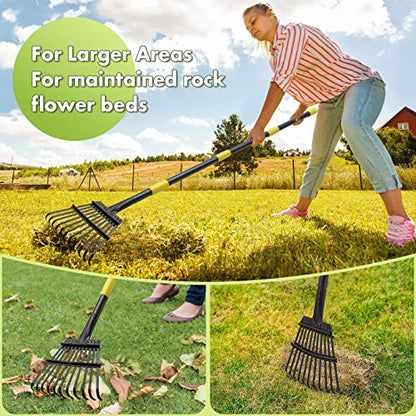Rake for Leaves, Heavy Duty Small Leaf Rakes for Lawns & Yard with 78” Length 8.5” Width 11 Metal Tines, Lightweight Gardening Rake for Women Men Kids for Shrub,Grass,Mulch - style: 11 Tines 6FT