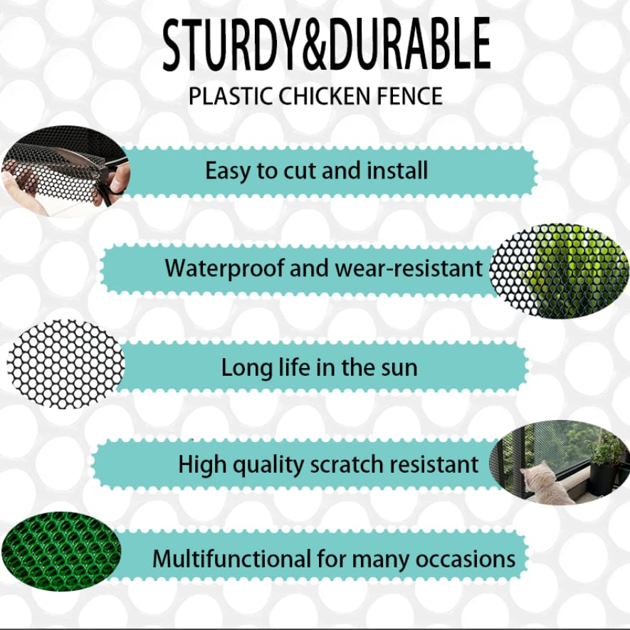 Upgraded Heavy Duty Plastic Chicken Wire Black Zip Ties Poultry Fence - color: Black