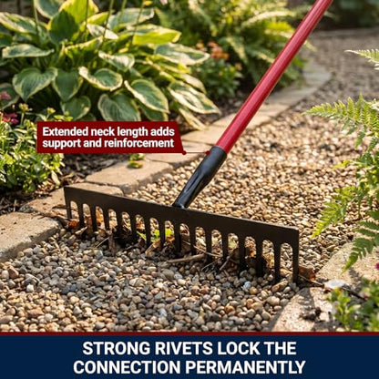 Bully Tools 7-Gauge 16-Tine Stone Rake, 66" Fiberglass Long Handle