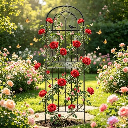 1 Pack 78.7"x19.7" Metal Gardon Trellis for Climbing Plants Outdoor,Black - size: 1P: 78.7" H x 19.7" W