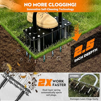 Lawn Aerator Tool 15 Spikes Manual Grass Aerator for Yard Heavy Duty Metal
