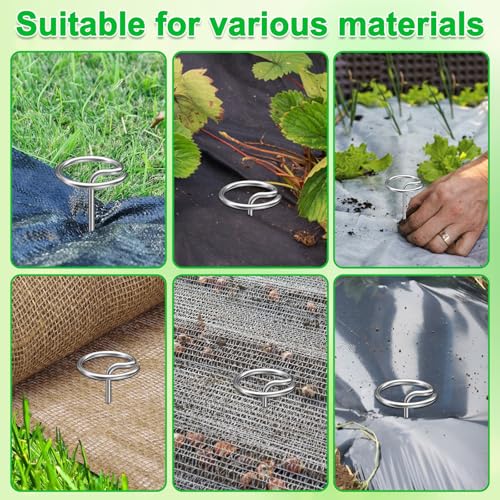 60 Pcs 6-Inch Heavy-Duty Galvanized Landscape Staples – Thickened 8 Gauge Circle Top Pins, Rust-Resistant for Weed Barrier, Landscape Fabric, and Garden Projects - size: 6 in 60 PCS