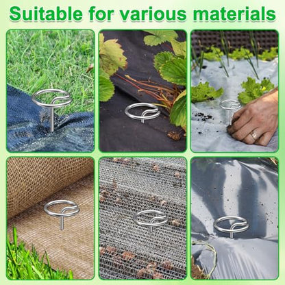 40 Pcs 6-Inch Heavy-Duty Galvanized Landscape Staples – Thickened 8 Gauge Circle Top Pins, Rust-Resistant for Weed Barrier, Landscape Fabric, and Garden Projects - size: 6 in 40 PCS