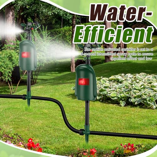 Qualirey Motion Activated Sprinkler Motion Activated Cat Deterrent Deer Repellent Animal Deterrent Devices for Garden Outdoor Need 3/4 Inch Hose Quick Coupler（Not Included）(2 Pack)