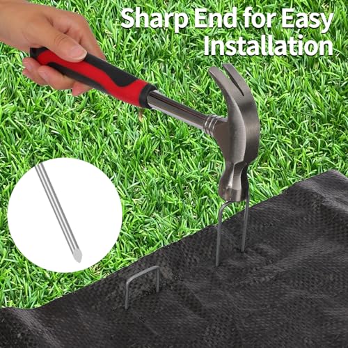 CEWOR 22 Pack Landscape Staples 6 Inch, 11 Gauge Garden Stakes - size: 6 Inch-22 Pack