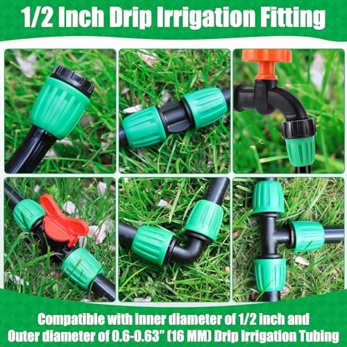 28 Pcs 1/2 Inch Drip Irrigation Fittings Kits,Drip Hose Connector - size: 28 PCS 1/2 Fitting
