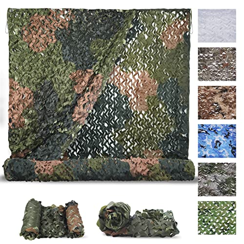 Sposuit Camo Netting - Camouflage Net 10x20 20x20 10x10 5x10 5x20, Military Camo Netting for Hunting Bulk Roll, Camo Tarp Sunshade Net for Party Decorations, Sunshade, Camping Ghillie Netting - color: 210D Woodland, size: 10ft x 10ft(3M x 3M)