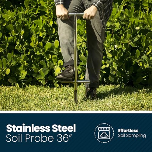 Varomorus Soil Sampler Probe 36" Stainless Steel Tubular T-Style Handle with Footsteps. - size: 36in