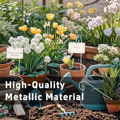 25Pcs Silver Plant Label Hooks, Rustproof Garden Stake Marker Holders, Plant Label Hanger Rods for Flower Pots, Planters, Containers, Support for Plant Signs and Garden Accessories - size: 20cm