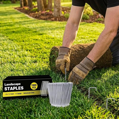 HongWay 1000 Pack Landscape Staples 6 Inch, Galvanized Garden Stakes Bulk - size: 6 Inch, 1000pcs