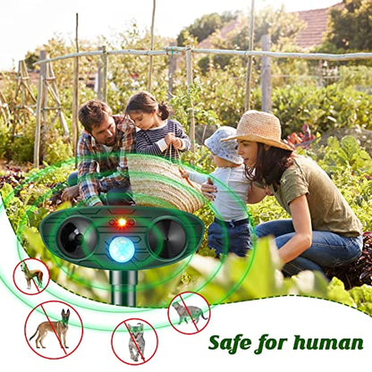 4 Pcs Ultrasonic Animal Repellent Solar Powered, Black, Green - color: Black,Green