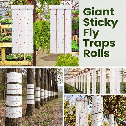 Qualirey 2 Pcs Giant Flypaper Fly Traps, 295ft Sticky Fluorescent Green - color: White