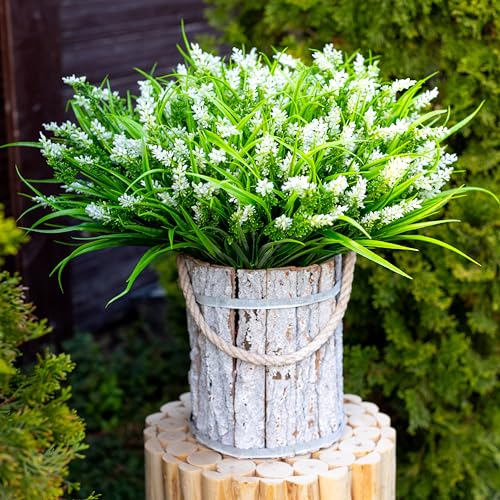 AXYLEX Artificial Lavender Flowers Outdoor, 20 Bundles Fake Plants (White) - color: White