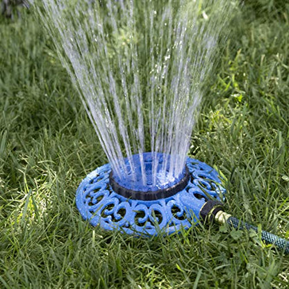 Melnor 65102-AMZ Sprout Metal 8-Pattern Sprinkler and QuickConnect Product Adapter Amazon Bundle, Blueberry Blue - color: Blueberry Blue