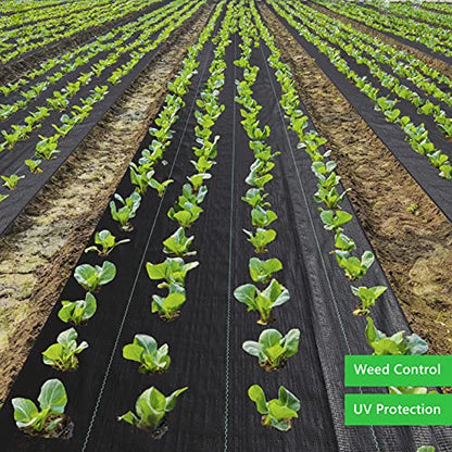 EXTRAEASY 6ft x 100ft Garden Weed Barrier Landscape Fabric,Weed Block Fabric Heavy Duty 3.2OZ,Woven Mulch for Landscaping Ground Cover Weed Control Fabric, Black Garden Bed Liner - size: 6ft x 100ft