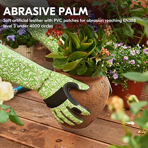 Vgo... 1 Pair Gardening Gloves Ladies,Safety Work Gloves,Long Sleeves Gauntlet,Puncture Proof,Touchscreen(Size S,Green,AL6608-FM) - color: 1 Pair - Green, size: Women's Small
