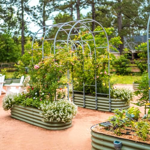 Vego garden Raised Garden Bed Kits, 17" Tall 9 in 1 8ft X 2ft Metal Raised Planter Bed for Vegetables Flowers Ground Planter Box-Pearl White - color: Pearl White