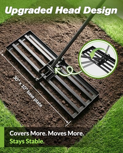Sakerplus Lawn Leveling Rake 30 Inch, Heavy Duty Yard Leveling Rake