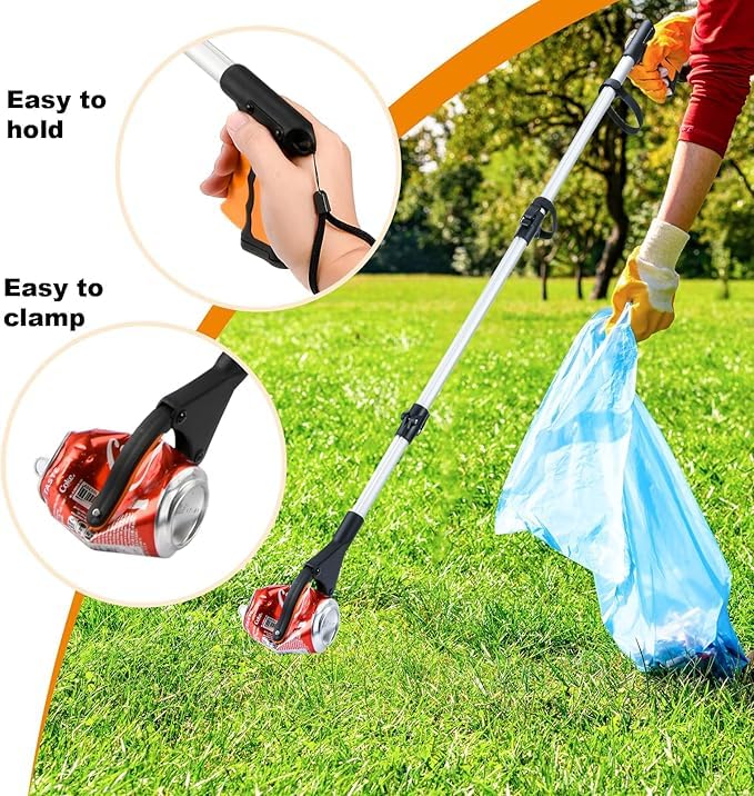 32" Grabber Reacher Tool, Lightweight Reacher Grabber Pickup Tool with 360° Rotating Jaw and Magnets, 3.5" Wide Claw Opening Trash Picker Upper Grabber, Long Arm Extension Grabbers for Seniors