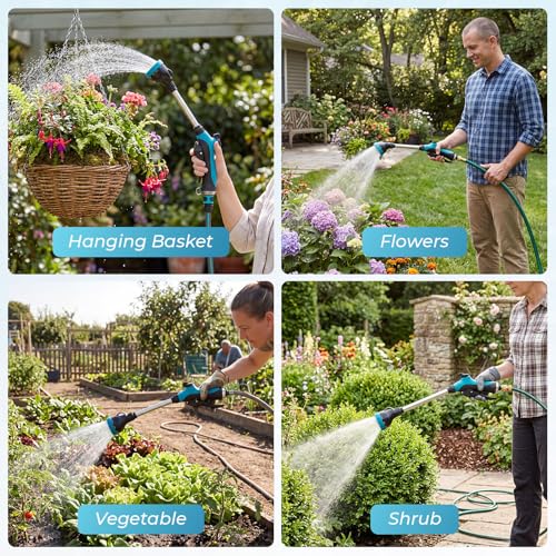 Hushee 2 Pack 16 Inch Metal Watering Wand for Garden Hose, 8 Pattern, Blue - color: Blue