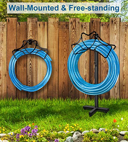 Artigarden Outdoor Garden Freestanding Hose Holder Stand, Heavy Duty Metal Water Pipe Storage Rack Stake for Backyard, Black - style: Heart Style